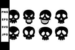 Collection of black skull icons with various facial expressi Product Image 1