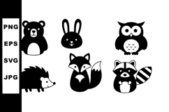 Cute forest animals collection with bear rabbit owl fox hedg Product Image 1
