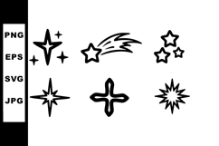 Various black star shapes and shooting star vector illustrat Product Image 1