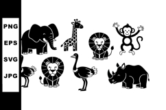 African wild animals set including elephant giraffe lion mon Product Image 1