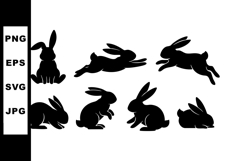 Black Silhouette Rabbit Vector Set Various Poses Natural Ani Product Image 1