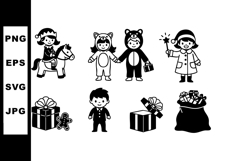 Children wearing animal costumes and holiday gift boxes vect Product Image 1