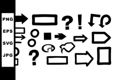 Collection of black arrows and question mark symbols in vect Product Image 1
