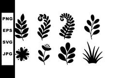 Black Silhouette Leaves and Floral Botanical Vector Elements Product Image 1
