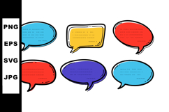 Colorful speech bubbles set with blue red yellow and purple Product Image 1