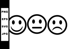 Three Emotional Faces Smiley Neutral Sad Expression Icons Ve Product Image 1