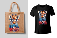 4th of July Giraffe sublimation print design PNG Product Image 2
