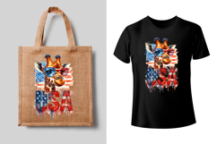 4th of July Giraffe sublimation print design PNG Product Image 2