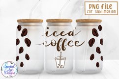 Iced coffee |16 oz Libbey Can Glass Wrap Sublimation Design Product Image 1