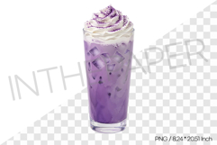 Ube cream latte PNG Drink Clipart beverage watercolor illust Product Image 1