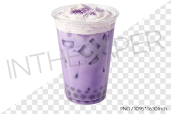 Ube Cream Latte PNG Clipart Drink Beverage Watercolor Illust Product Image 1