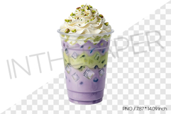 Ube Pistachio Cream Drink PNG Clipart Drink Beverage Illust Product Image 1