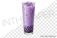 Ube taro milk tea PNG Drink Clipart beverage watercolor boba Product Image 1
