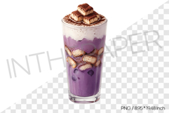Ube tiramisu latte PNG Drink Clipart beverage watercolor Product Image 1
