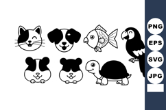 Cute cartoon pets and animals including cat dog fish bird tu Product Image 1