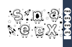 Space themed alphabet letters with rocket and stars vector d Product Image 1