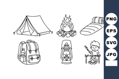 Camping equipment set with tent campfire backpack lantern an Product Image 1