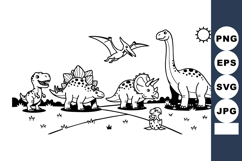 Dinosaur family with tyrannosaurus triceratops stegosaurus p Product Image 1