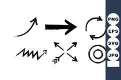 six hand drawn arrow icons including curved, straight Product Image 1