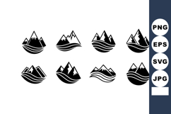 Mountain river nature black and white minimalistic vector de Product Image 1