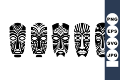 African tribal masks vector with tribal patterns and cul Product Image 1