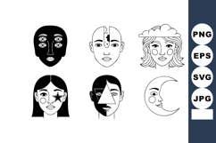 Abstract faces with surreal and geometric elements vector ar Product Image 1