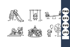 Children playing on playground equipment including slide swi Product Image 1