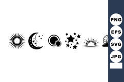 Sun moon stars icons with night and day sky celestial symbol Product Image 1