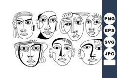 Abstract faces line art vector with creative continuous sing Product Image 1