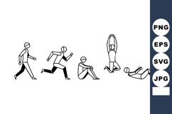 Stick Figure Exercise Sequence Showing Walking Running Sitti Product Image 1