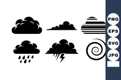 Weather icons with clouds rain lightning and spiral Product Image 1