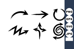 Abstract black arrow icons with curved spiral and zigzag Product Image 1