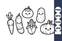 Cute smiling vegetables cartoon with carrot tomato Product Image 1