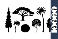 Silhouettes of Various Tree Types Including Pine, Palm, Oak, Product Image 1