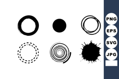Abstract black and white circular shapes with various brush Product Image 1