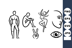 Human figure poses with sitting, standing, dancing, peace si Product Image 1