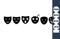 Black comedy and drama masks expressing different emotions i Product Image 1