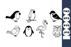 Collection of various black and white bird vector silhouette Product Image 1