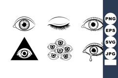 Eye symbols vector with open closed eyes and surreal Product Image 1