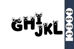 Alphabet letters G H I J K L with cartoon eyes funny vector Product Image 1