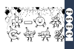 Happy math symbols celebration with party hats and balloons Product Image 1