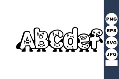 Cute cartoon style alphabet letters abcdef with smiling face Product Image 1
