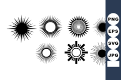 Sunburst design elements set with black radial rays and vint Product Image 1