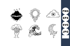 Abstract surreal nature elements black vector collection wit Product Image 1