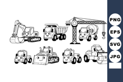 Construction Vehicles Cartoon Set with Excavator Dump Truck Product Image 1