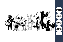 Animal band playing musical instruments with cat, panda, rab Product Image 1