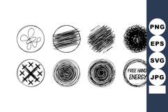 Grunge Circle Stamps Set with Free Hand Energy Text and Abst Product Image 1