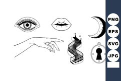 Eye lips hand moon spiral staircase keyhole mystery symbols Product Image 1