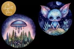 Ufo & Alien Galaxy Clipart - 4 PNG Files Product Image 4