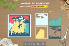 3D Shadowbox UFO Sucking Up A Woman Layered Papercut Product Image 1